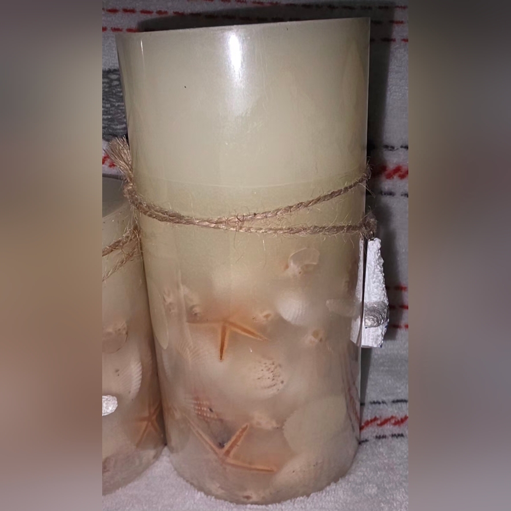 Pier 1 Oceans Sea Shell Filled Scented Pillar Candle. - Picture 2 of 5